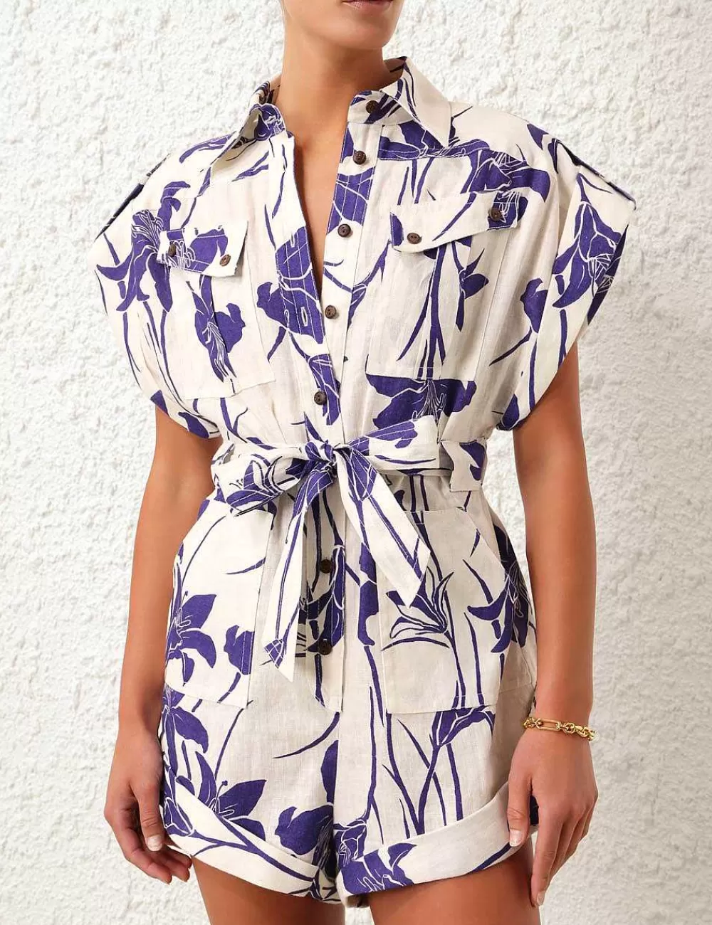 Outlet ZIMMERMANN Acadian Cuffed Playsuit