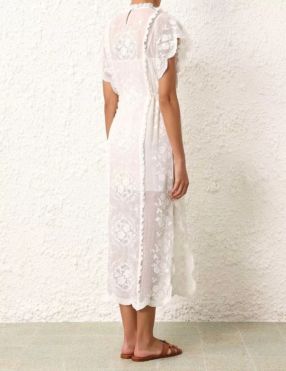 Online ZIMMERMANN Alight Draw Waist Midi Dress