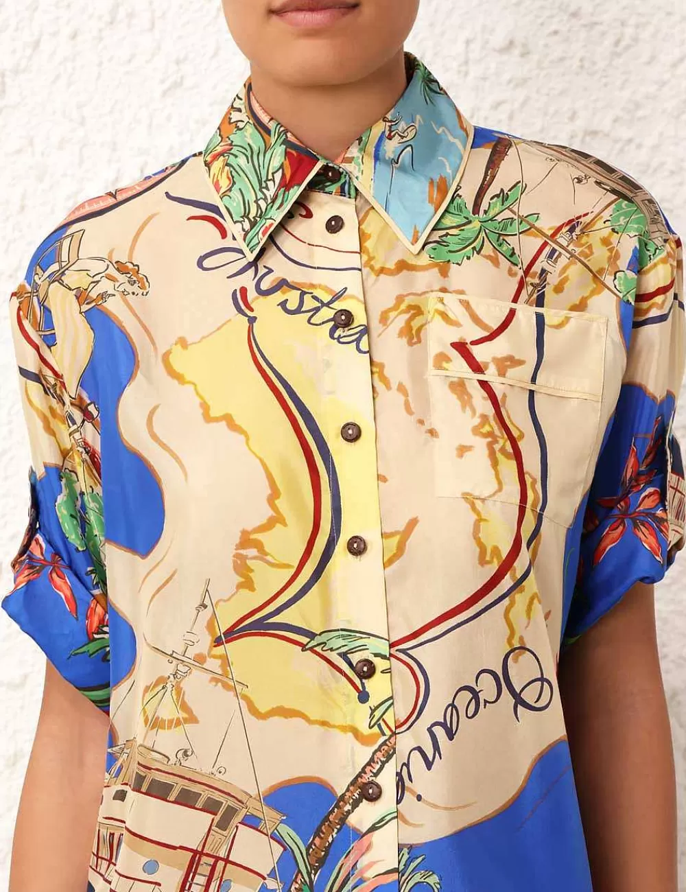 Shop ZIMMERMANN Alight Short Sleeve Shirt
