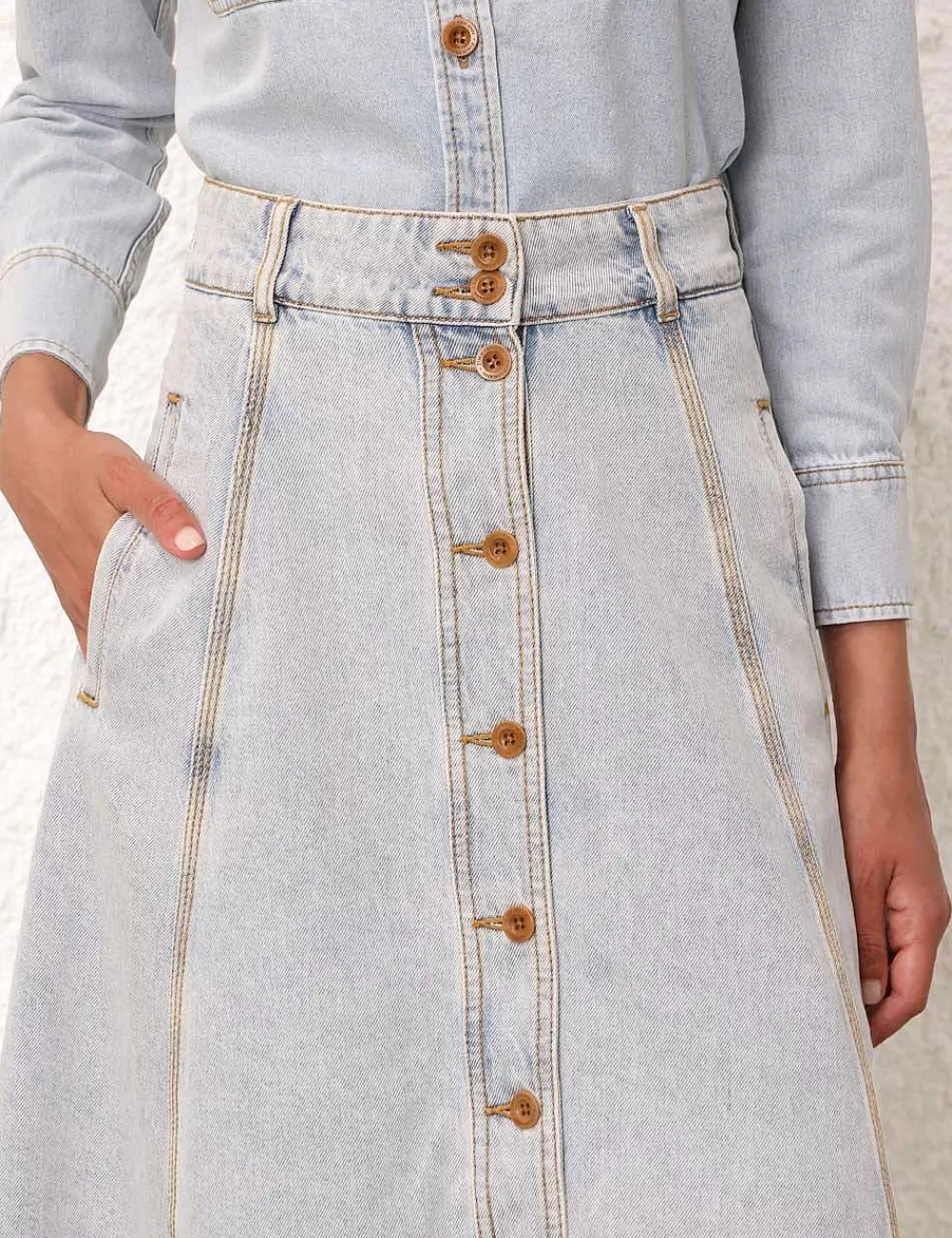 Hot ZIMMERMANN August A Line Denim Skirt