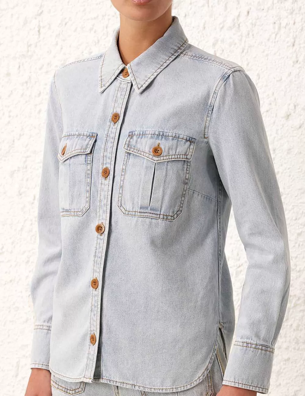 Best ZIMMERMANN August Denim Body Shirt