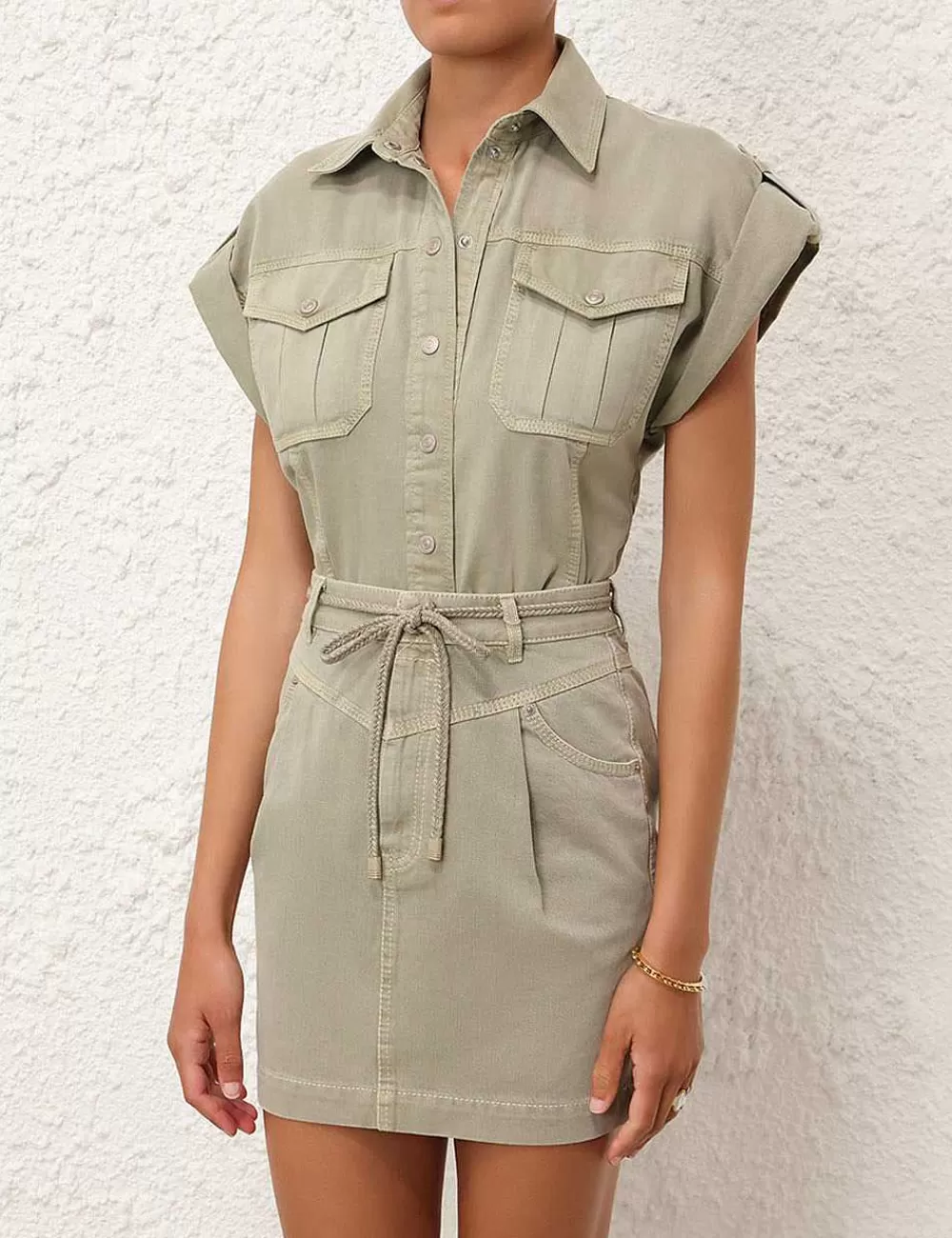 Shop ZIMMERMANN August Denim Utility Shirt