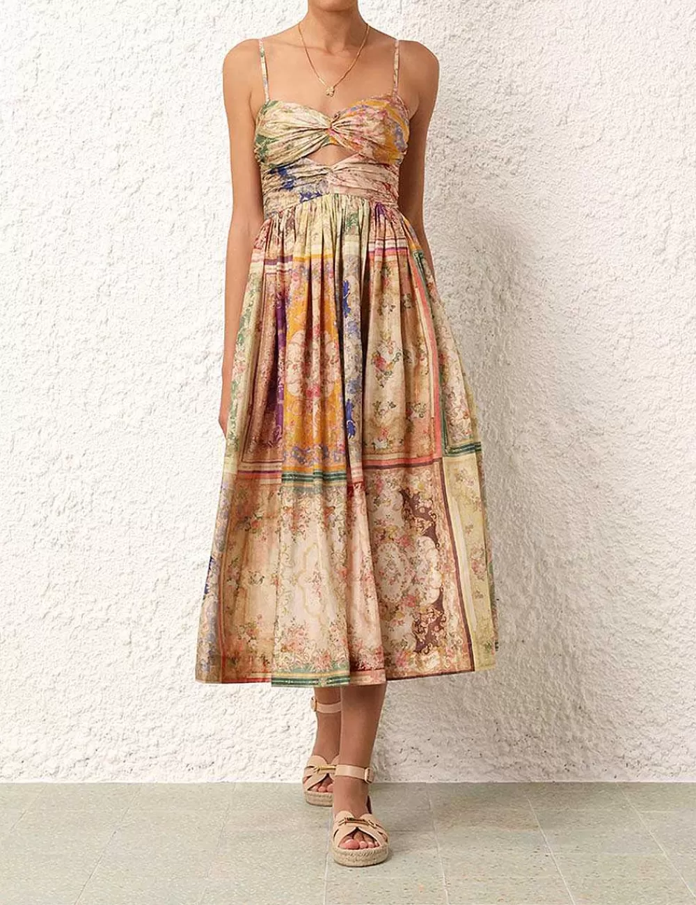 Cheap ZIMMERMANN August Tie Front Midi Dress