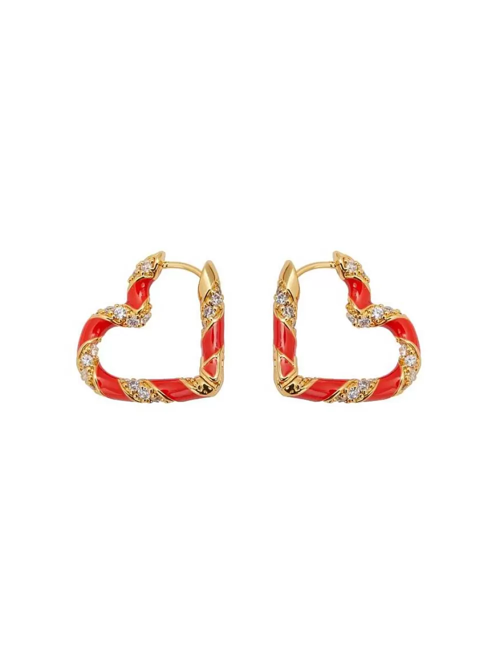 Cheap ZIMMERMANN Candy Stripe Pave Heart Hoops