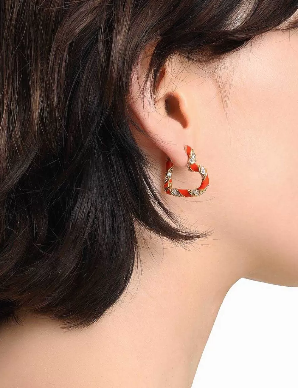 Cheap ZIMMERMANN Candy Stripe Pave Heart Hoops