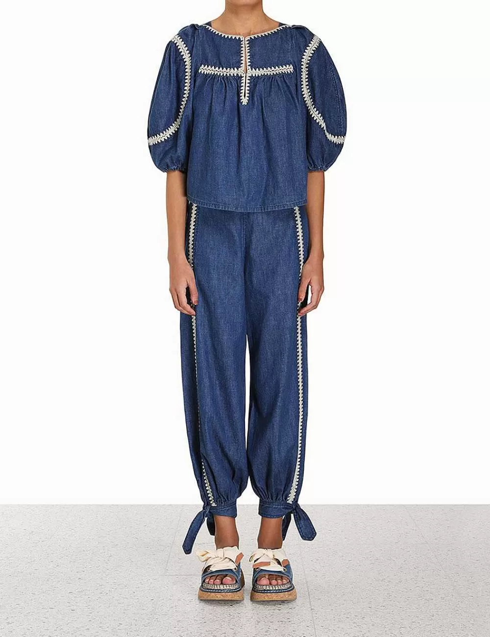 Store ZIMMERMANN Chintz Denim Smock Top