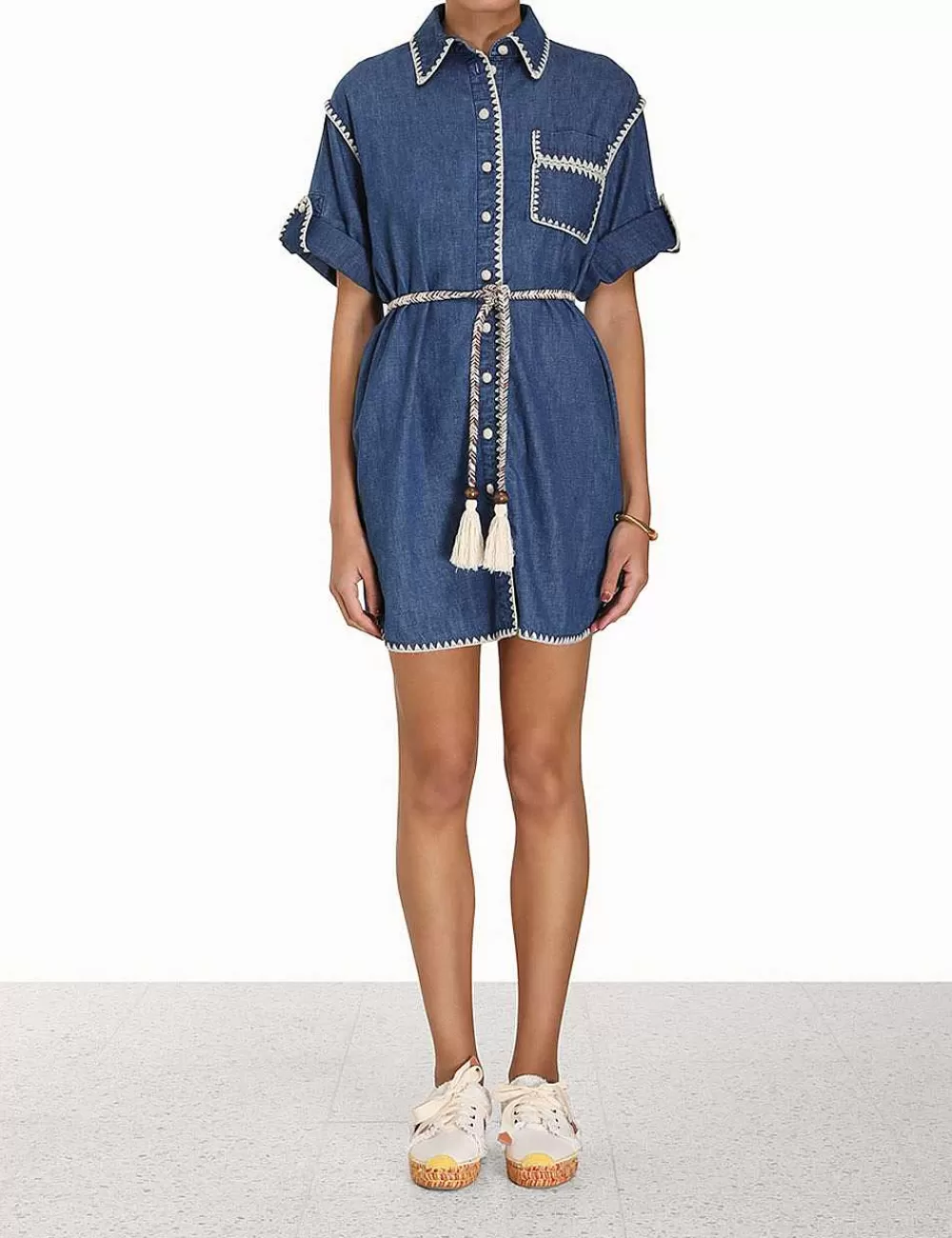 Shop ZIMMERMANN Chintz Mini Shirt Dress