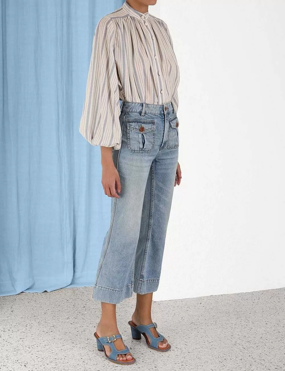 Outlet ZIMMERMANN Chintz Striped Billow Blouse