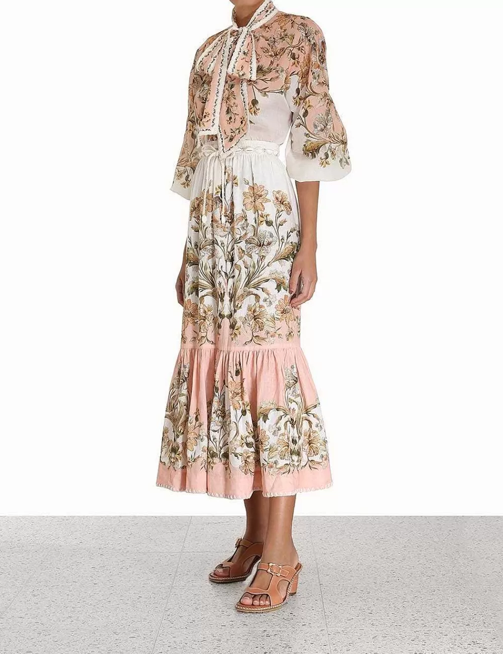 Online ZIMMERMANN Chintz Tiered Midi Skirt