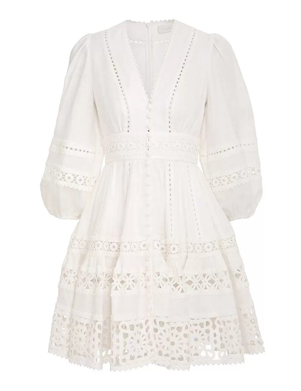 Store ZIMMERMANN Devi Spliced Billow Mini Dress