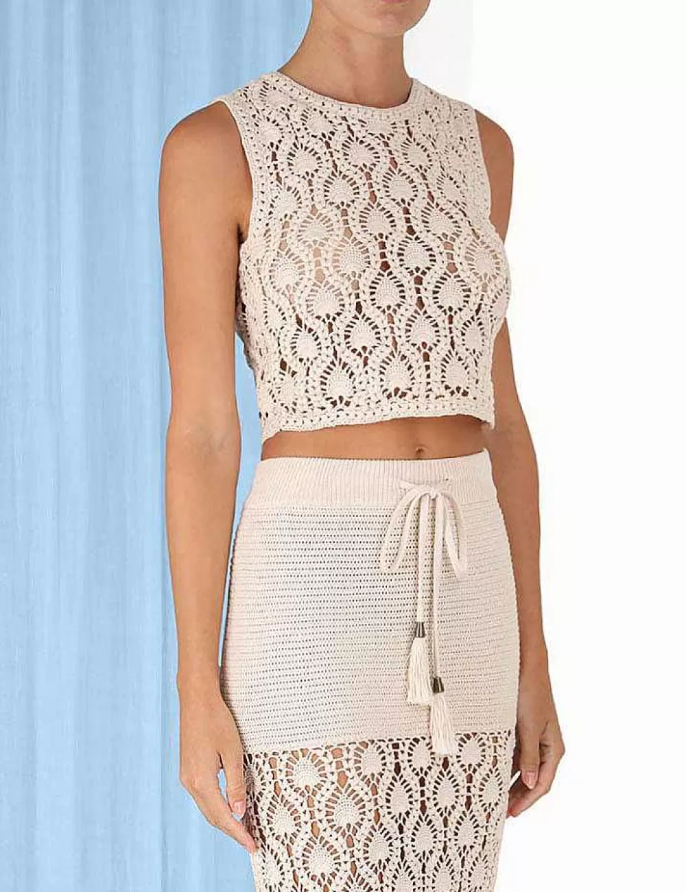 Outlet ZIMMERMANN Ginger Hand Crochet Midi Skirt