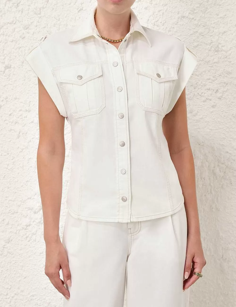 Hot ZIMMERMANN Junie Denim Utility Shirt