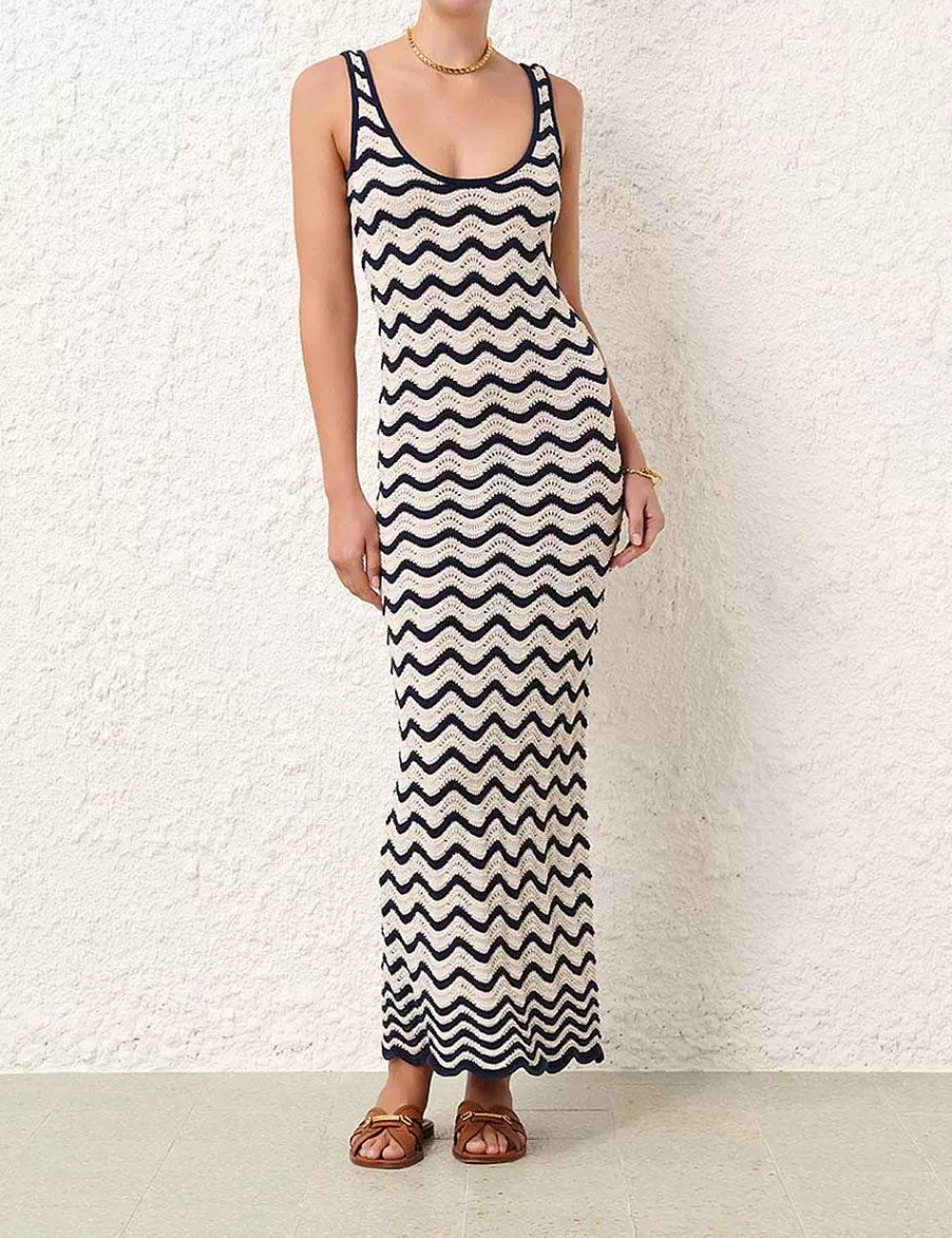 New ZIMMERMANN Junie Textured Knit Tank Dress