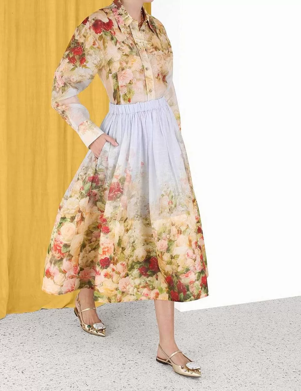 Shop ZIMMERMANN Luminosity Button Up Shirt