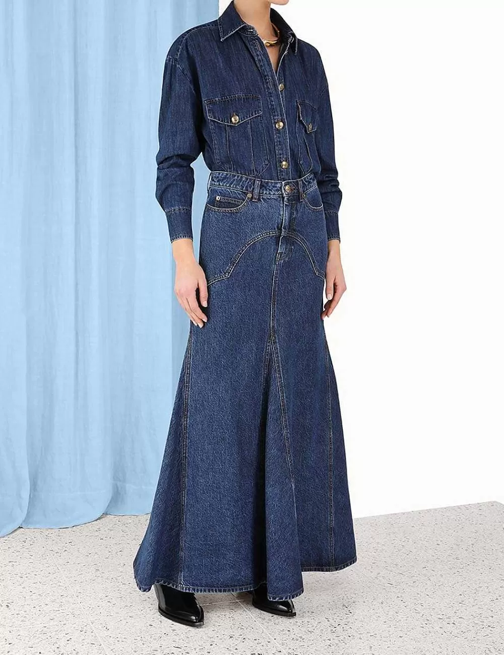 Hot ZIMMERMANN Luminosity Denim Maxi Skirt