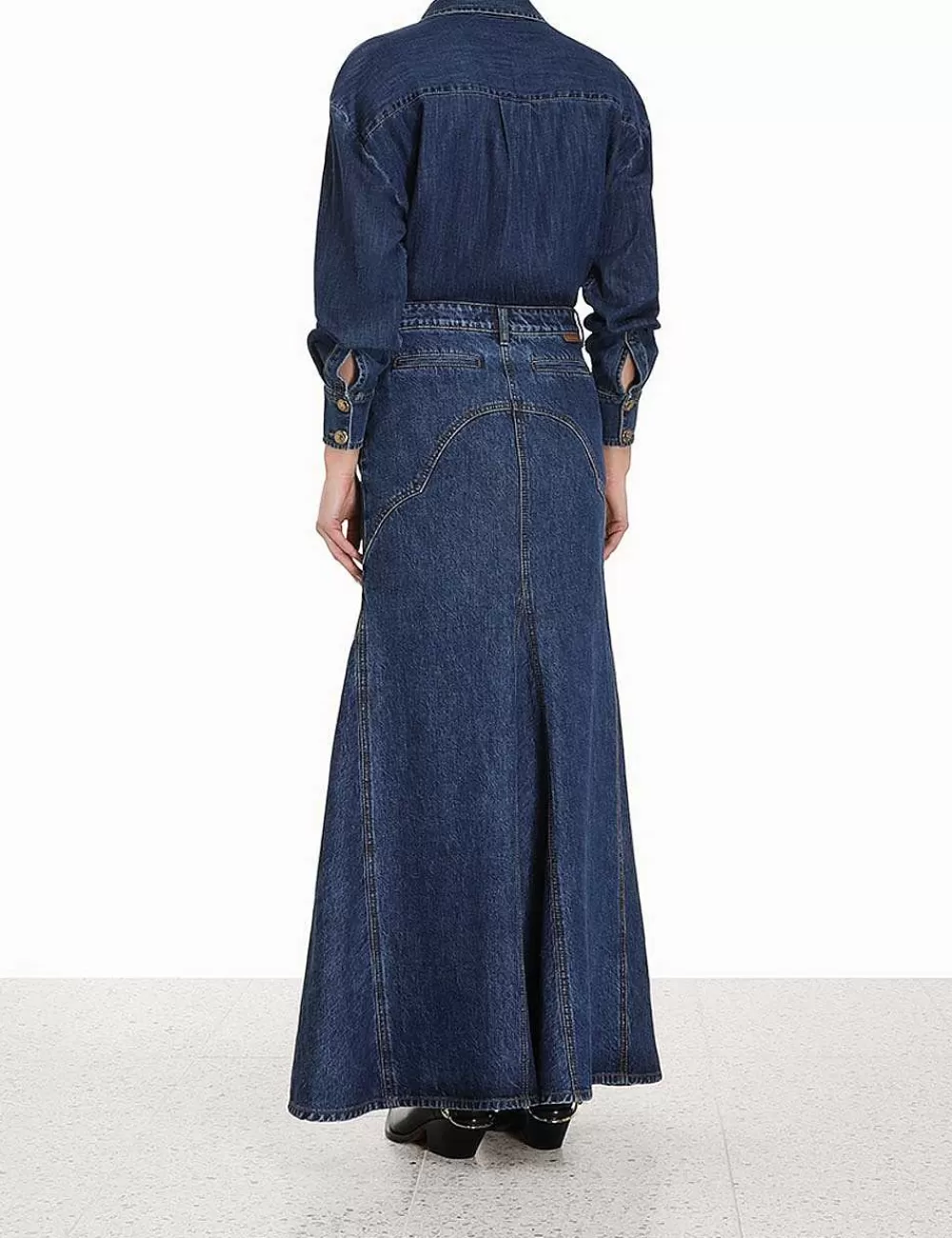 Outlet ZIMMERMANN Luminosity Denim Maxi Skirt