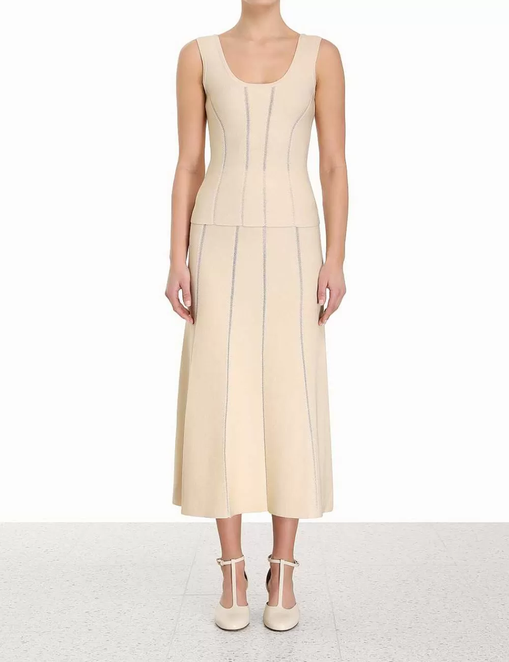 Shop ZIMMERMANN Luminosity Knit Panelled Tank