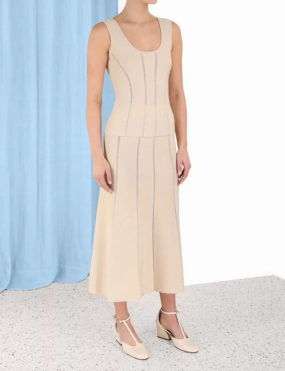 Shop ZIMMERMANN Luminosity Knit Panelled Tank