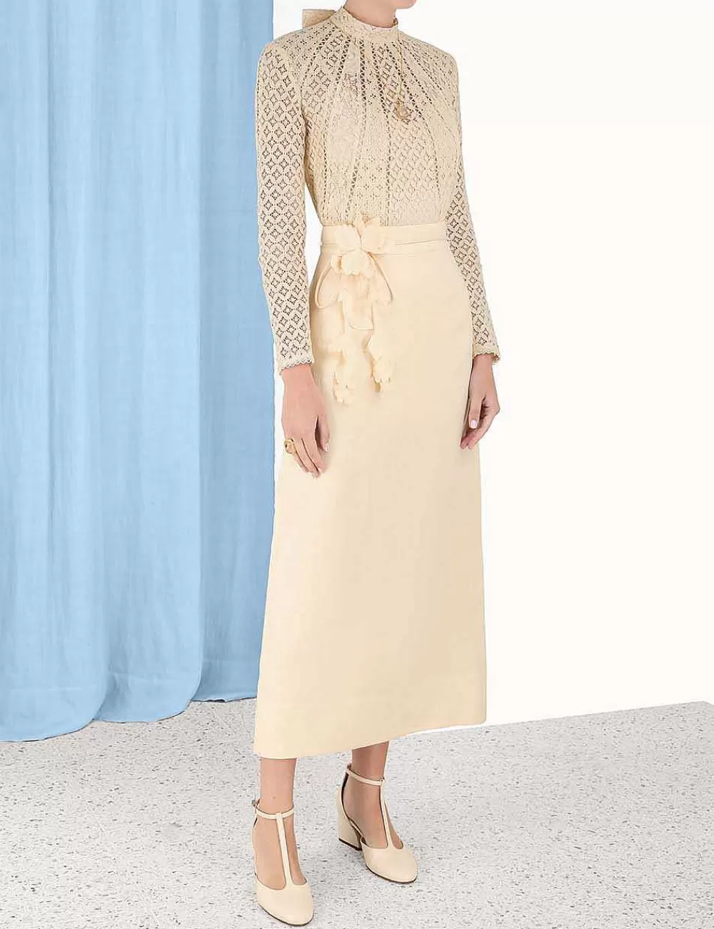 Store ZIMMERMANN Luminosity Lace Paneled Blouse