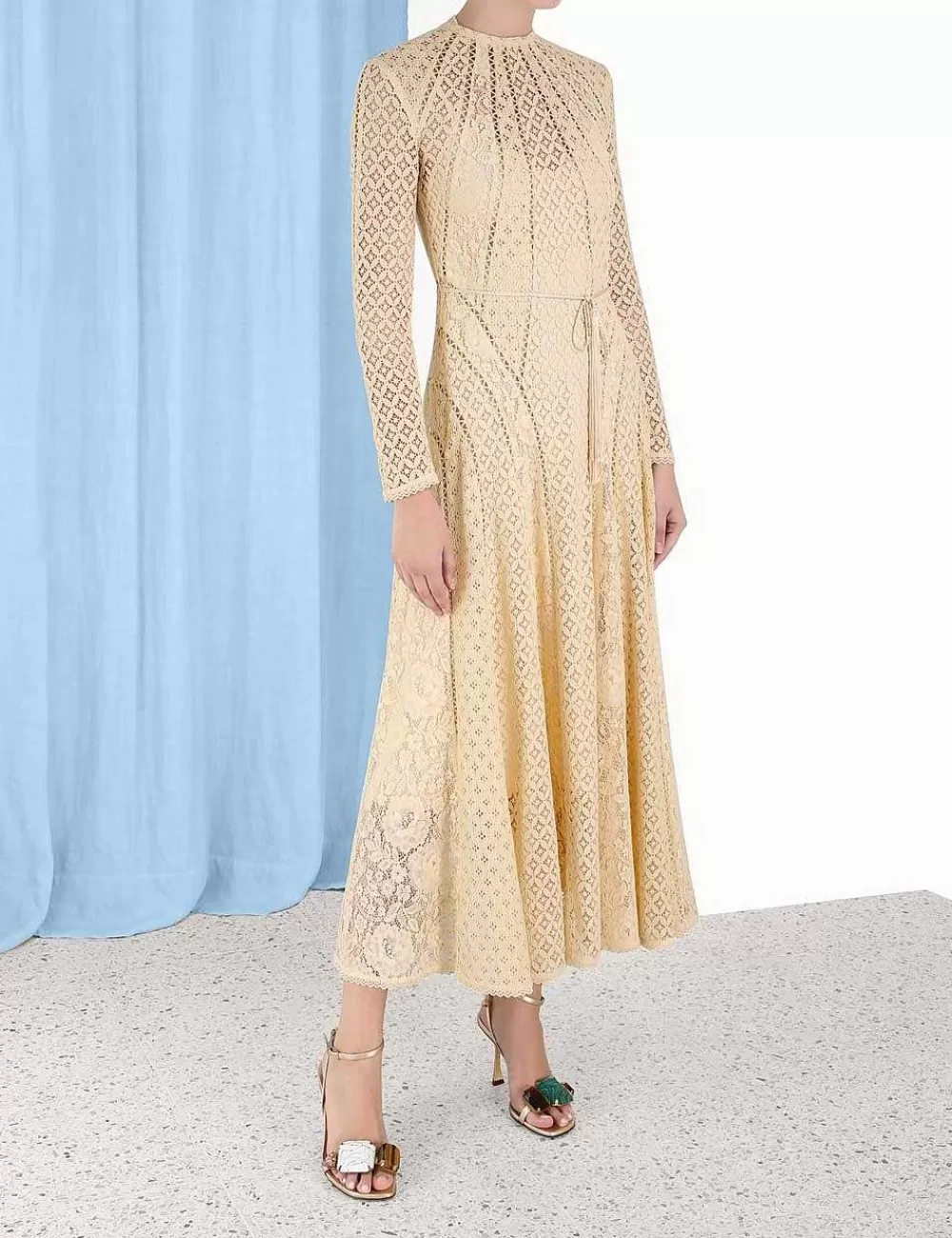 Shop ZIMMERMANN Luminosity Lace Panelled Midi