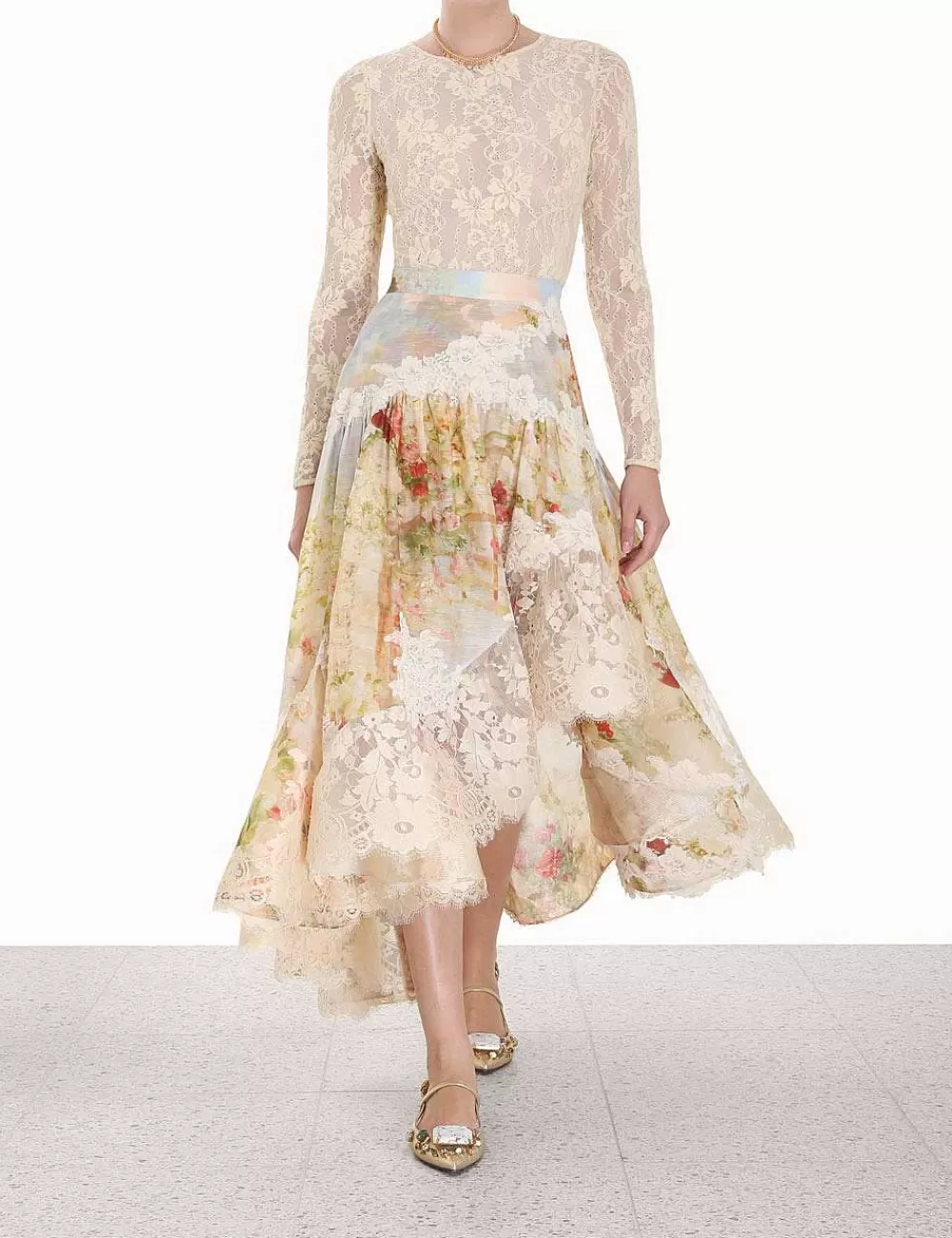 Best ZIMMERMANN Luminosity Lace Spliced Skirt