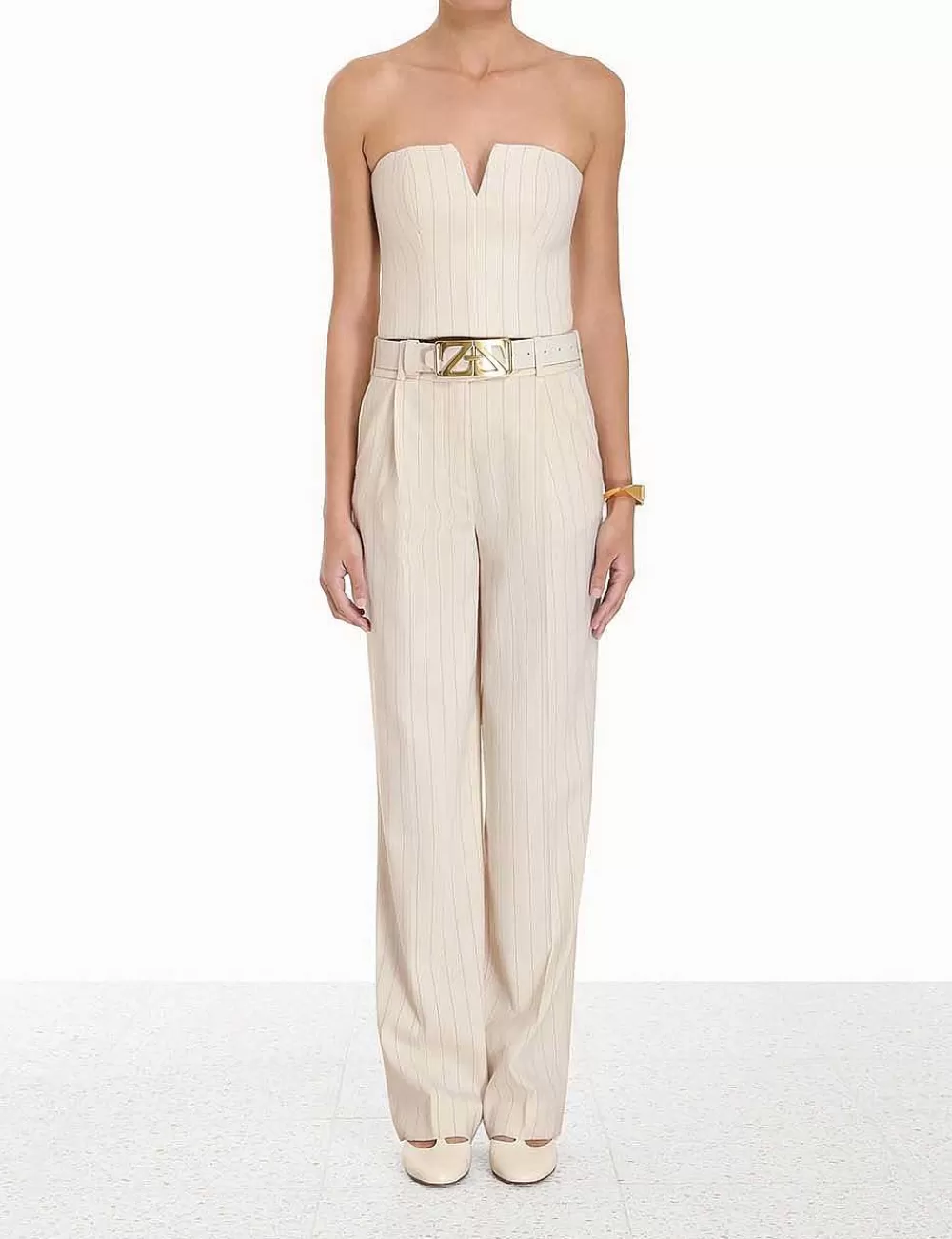 Shop ZIMMERMANN Luminosity Pinstripe Bustier