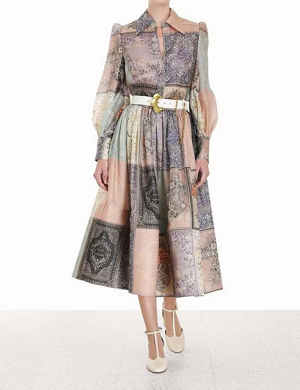 Fashion ZIMMERMANN Lyrical Book Print Midi Skirt