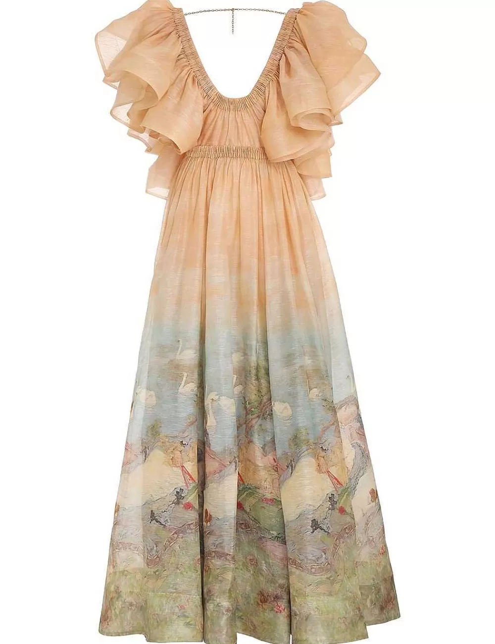 Hot ZIMMERMANN Lyrical Frill Neck Gown