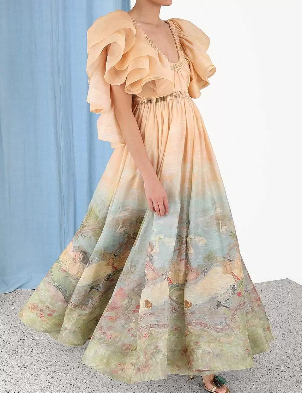 Hot ZIMMERMANN Lyrical Frill Neck Gown