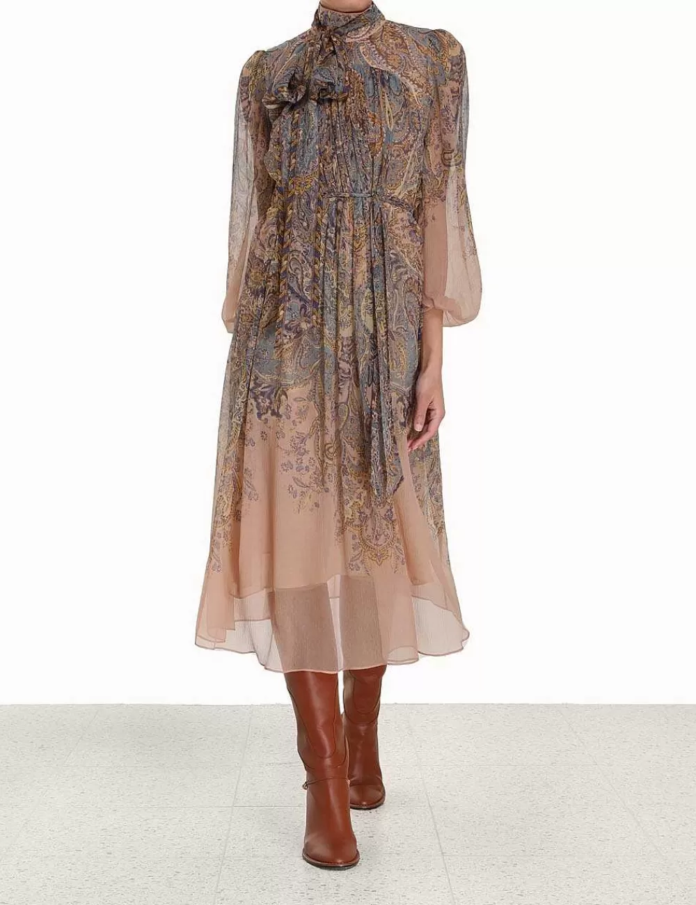 Sale ZIMMERMANN Lyrical Tie Neck Billow Dress