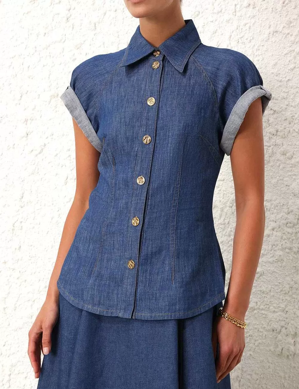 Cheap ZIMMERMANN Matchmaker Denim Blouse