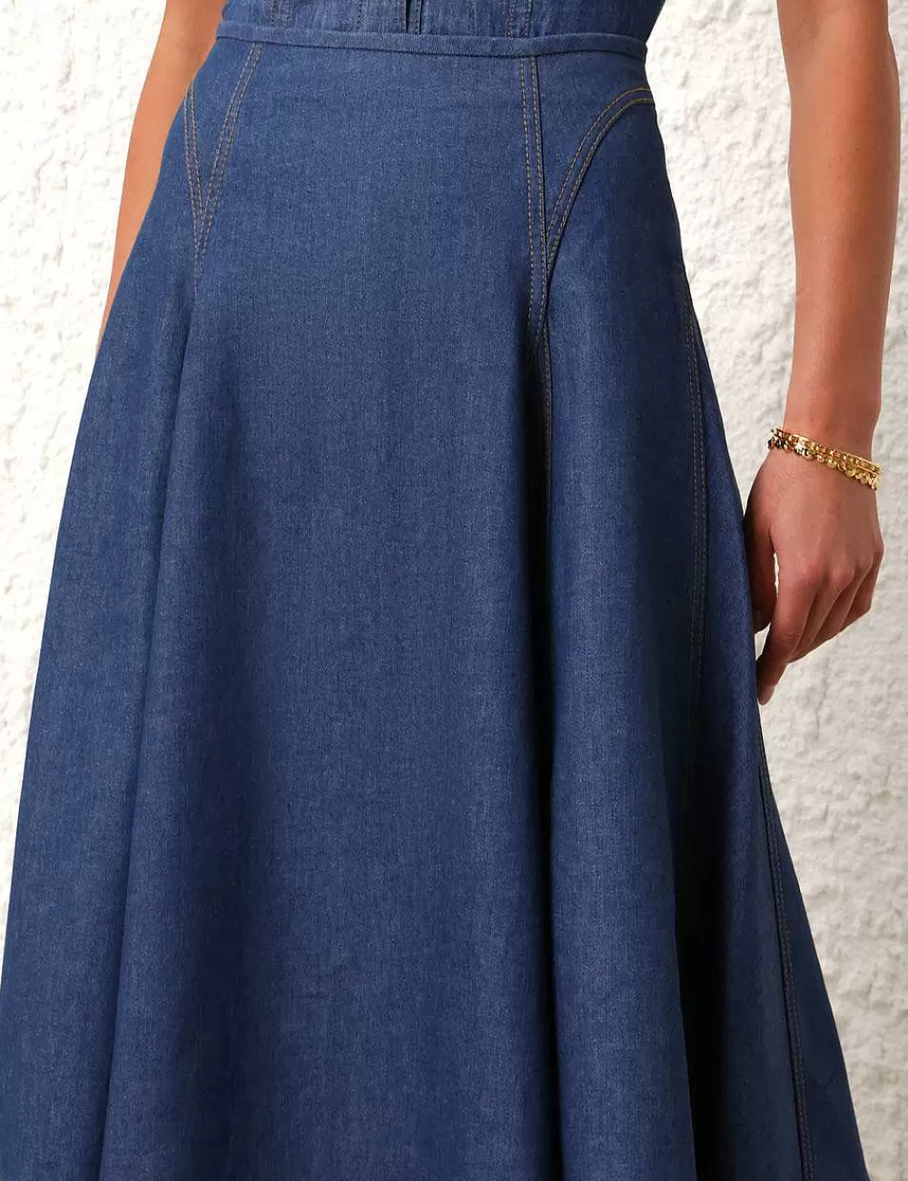 New ZIMMERMANN Matchmaker Denim Flare Skirt