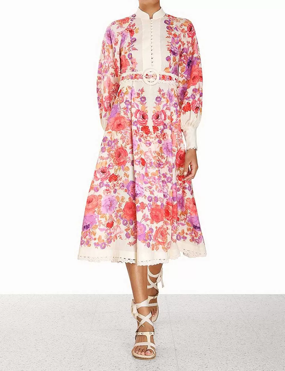 Hot ZIMMERMANN Raie Billow Sleeve Midi Dress