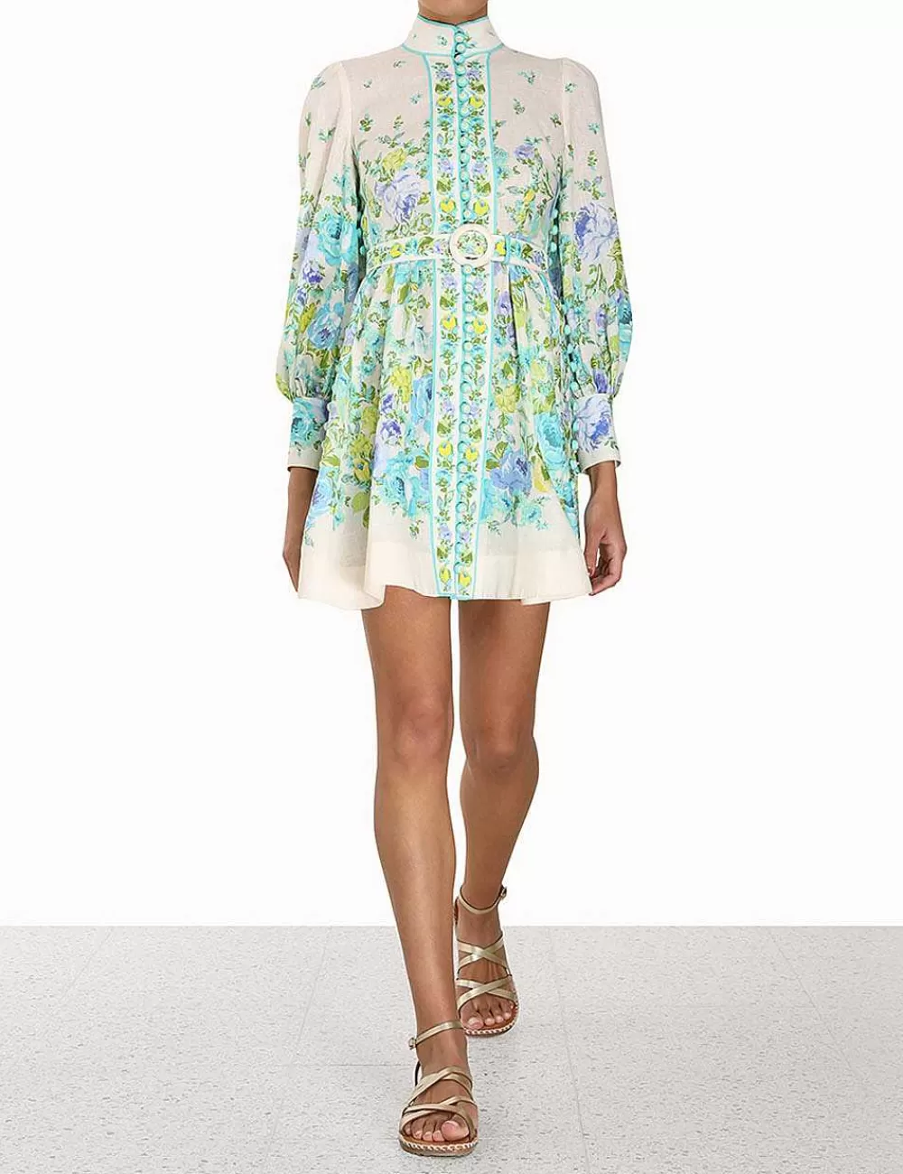 Clearance ZIMMERMANN Raie Buttoned Mini Dress