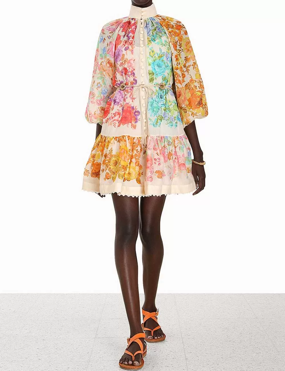 Online ZIMMERMANN Raie Lantern Mini Dress