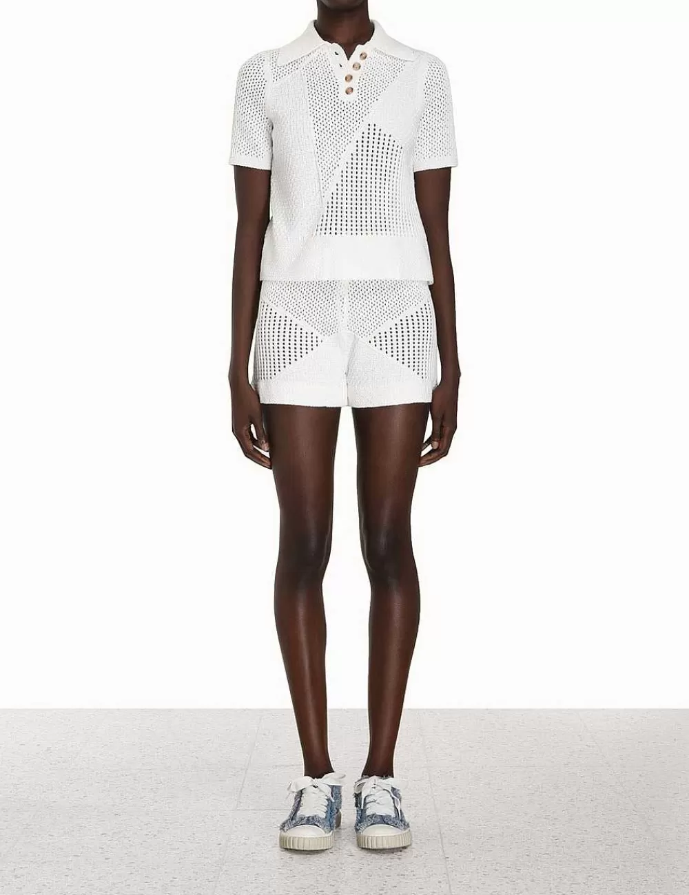 New ZIMMERMANN Raie Mesh Knit Shorts