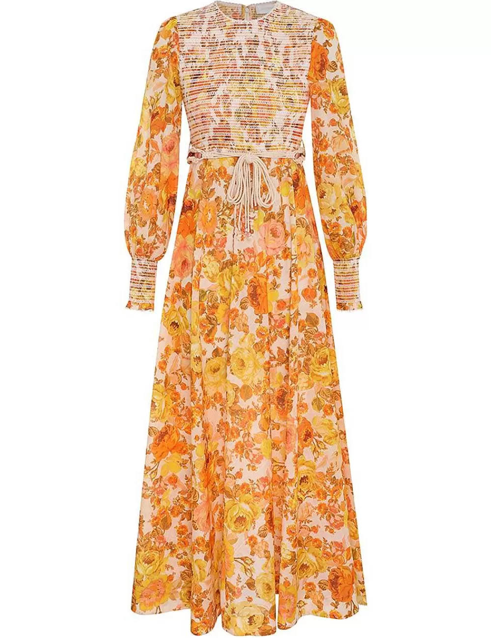 Outlet ZIMMERMANN Raie Smocked Bodice Midi Dress