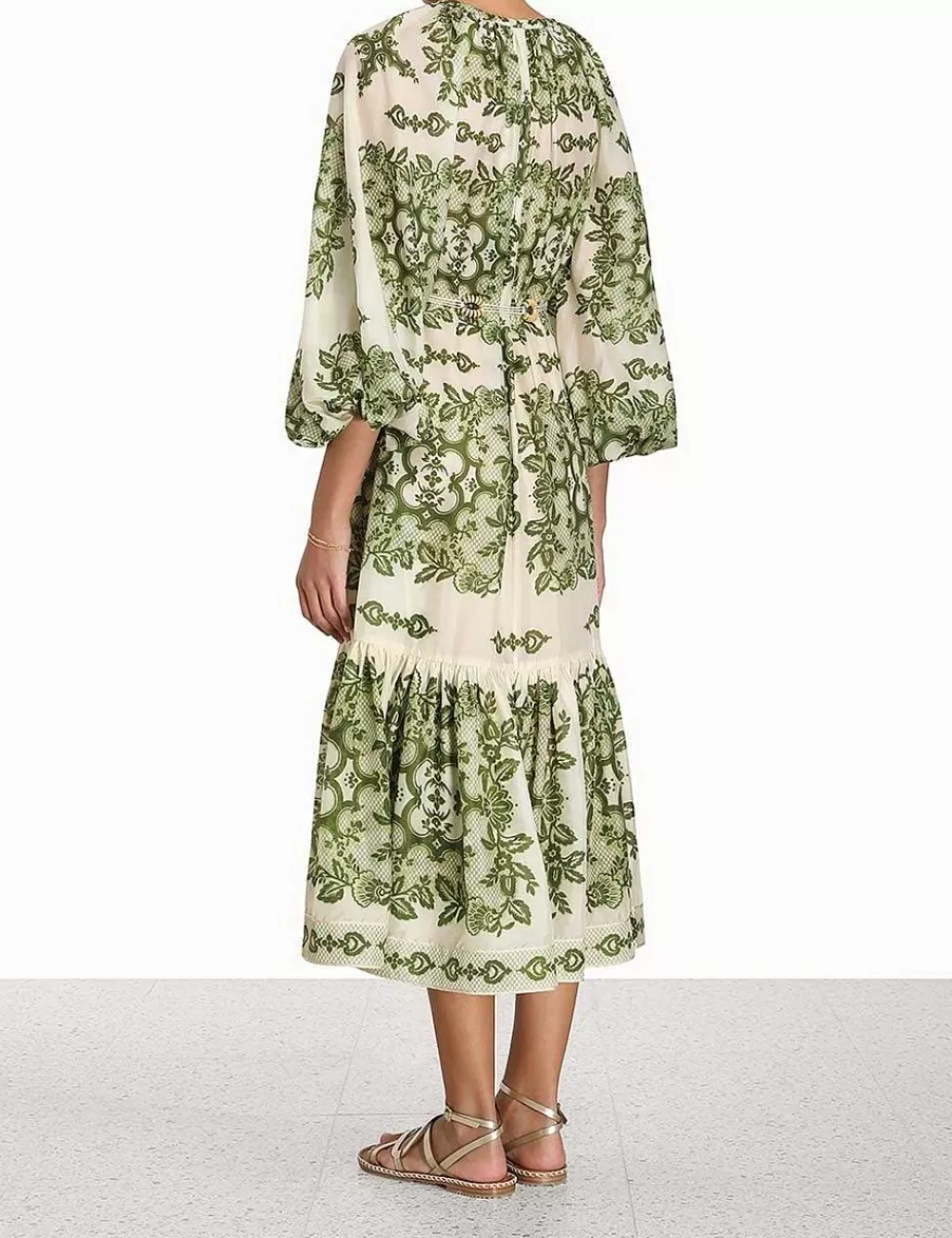 Online ZIMMERMANN Raie Tiered Billow Midi Dress