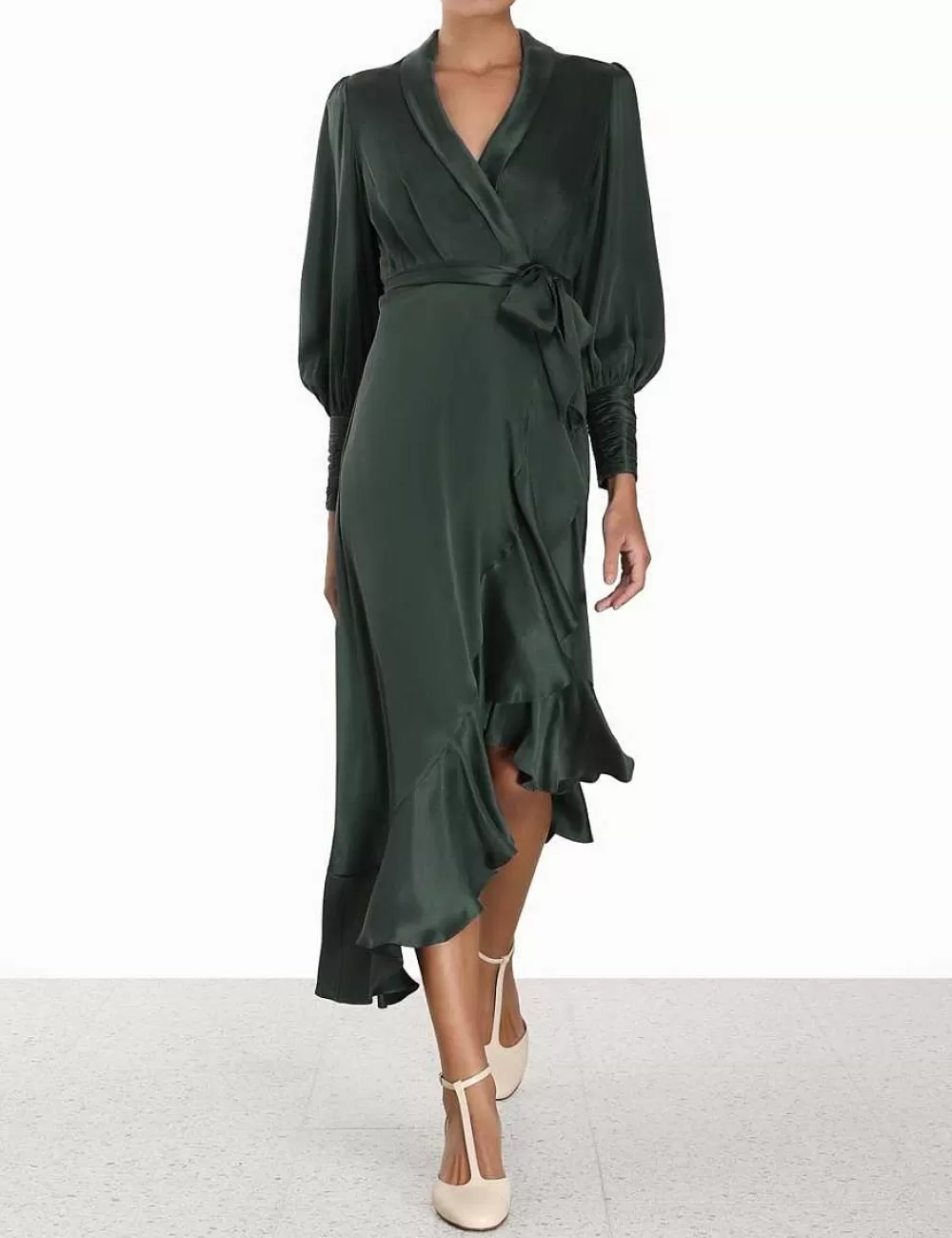 Store ZIMMERMANN Silk Wrap Midi Dress