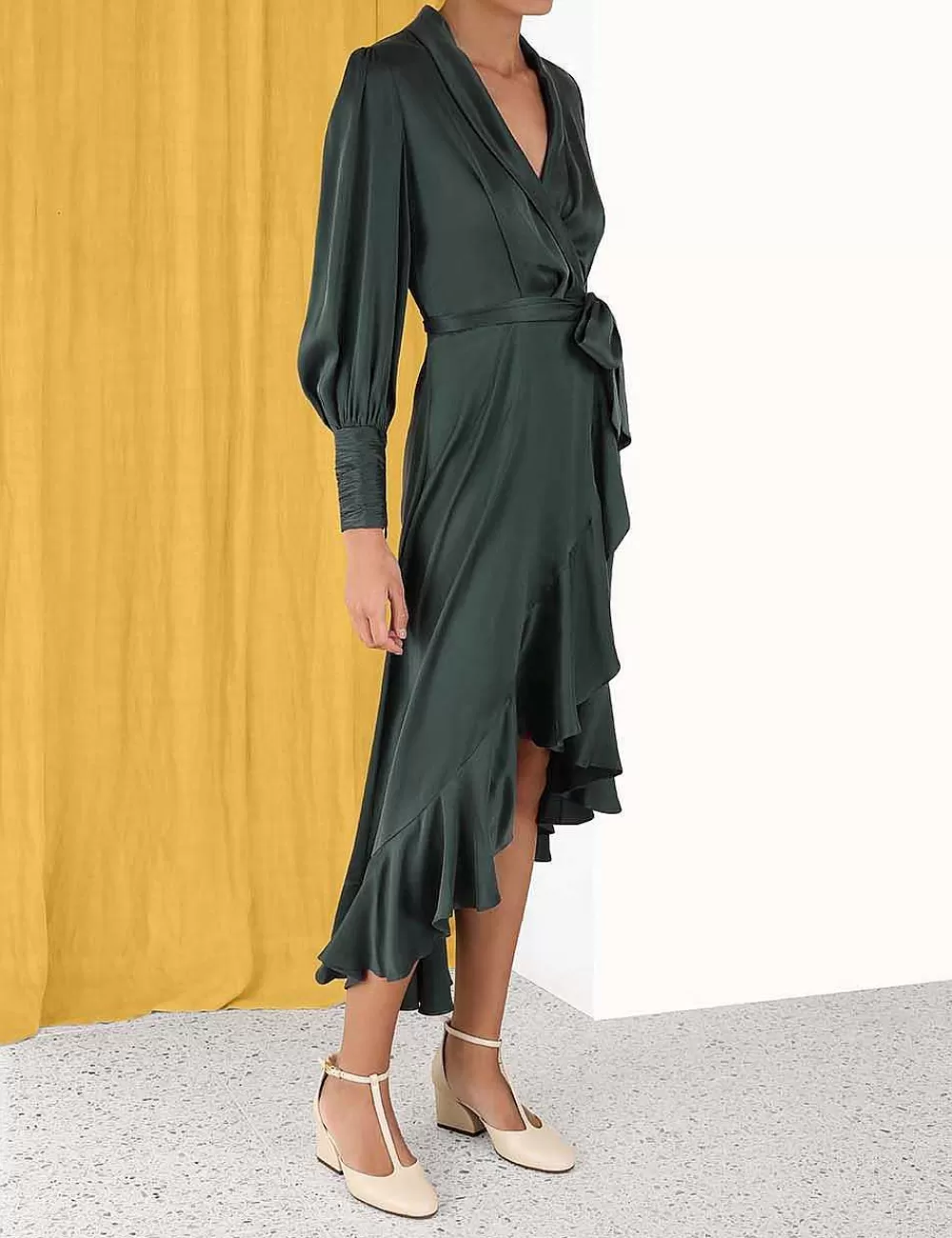 Shop ZIMMERMANN Silk Wrap Midi Dress