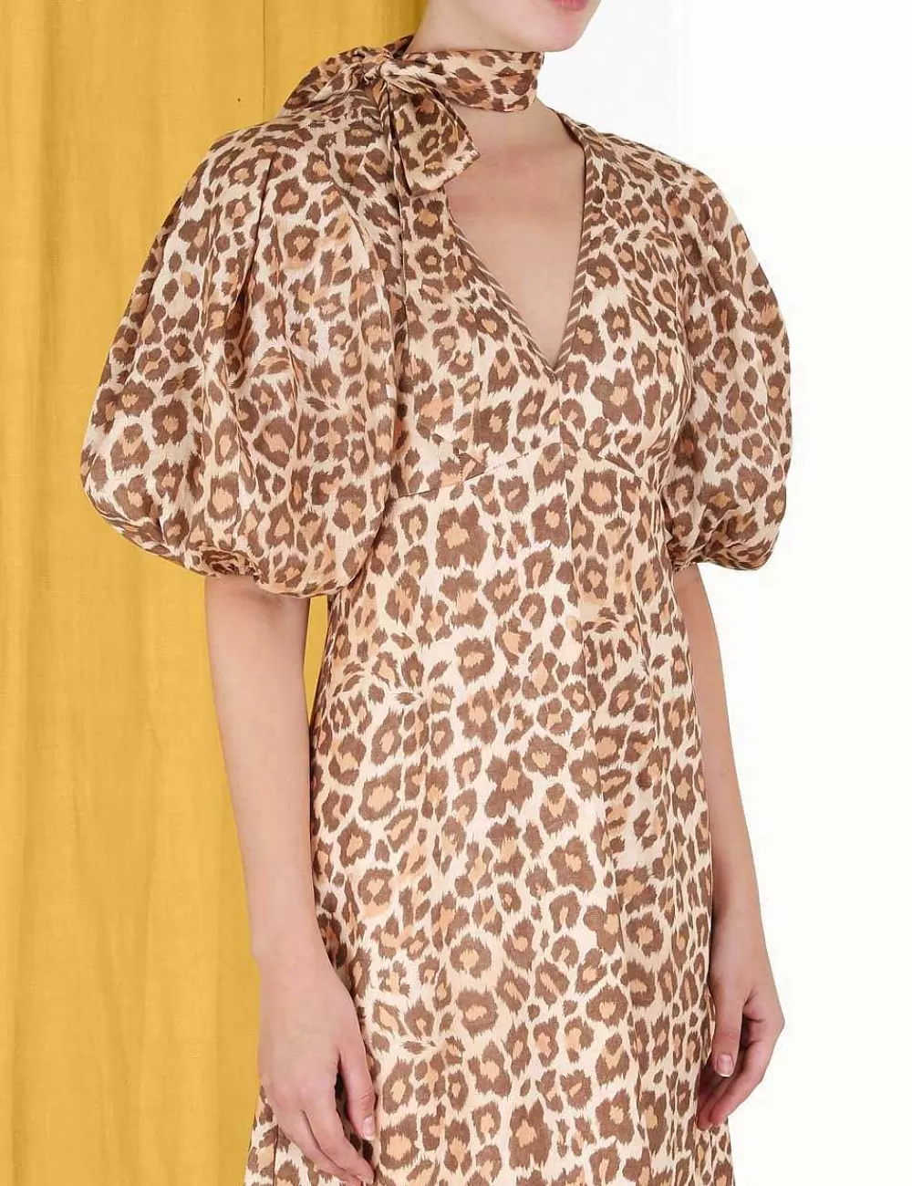 Shop ZIMMERMANN Tie Neck Midi Dress