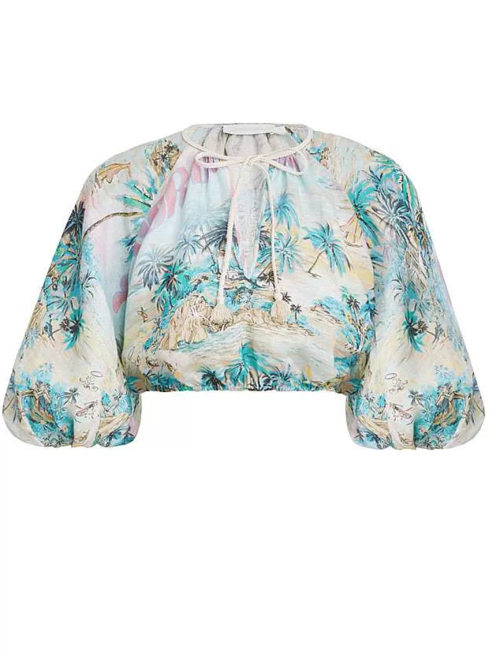 Sale ZIMMERMANN Vacay Puff Sleeve Crop Top